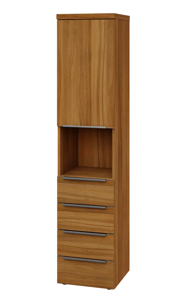 SIN 5 - 44ZND kancelářská skříň, 4-zásuvková/nika, 1-dveřová, levá, 1820x400x400, ořech světlý